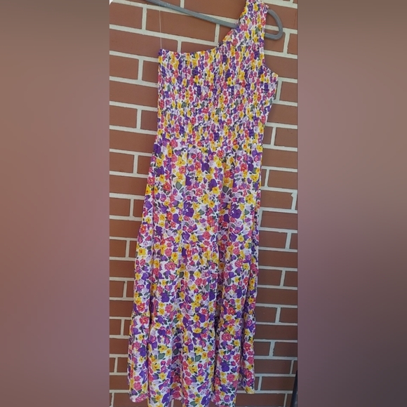 BTFBM Floral  One Shoulder Maxi Dress Partially Lined Size M BEACH Easter BEACH - Picture 3 of 5